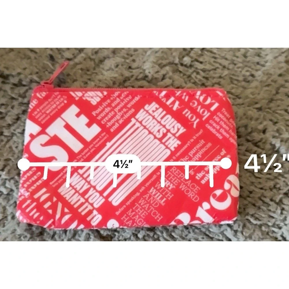 Lululemon Manifesto Love‎ Yourself Coin Purse Card Holder Wallet Red White NWOT